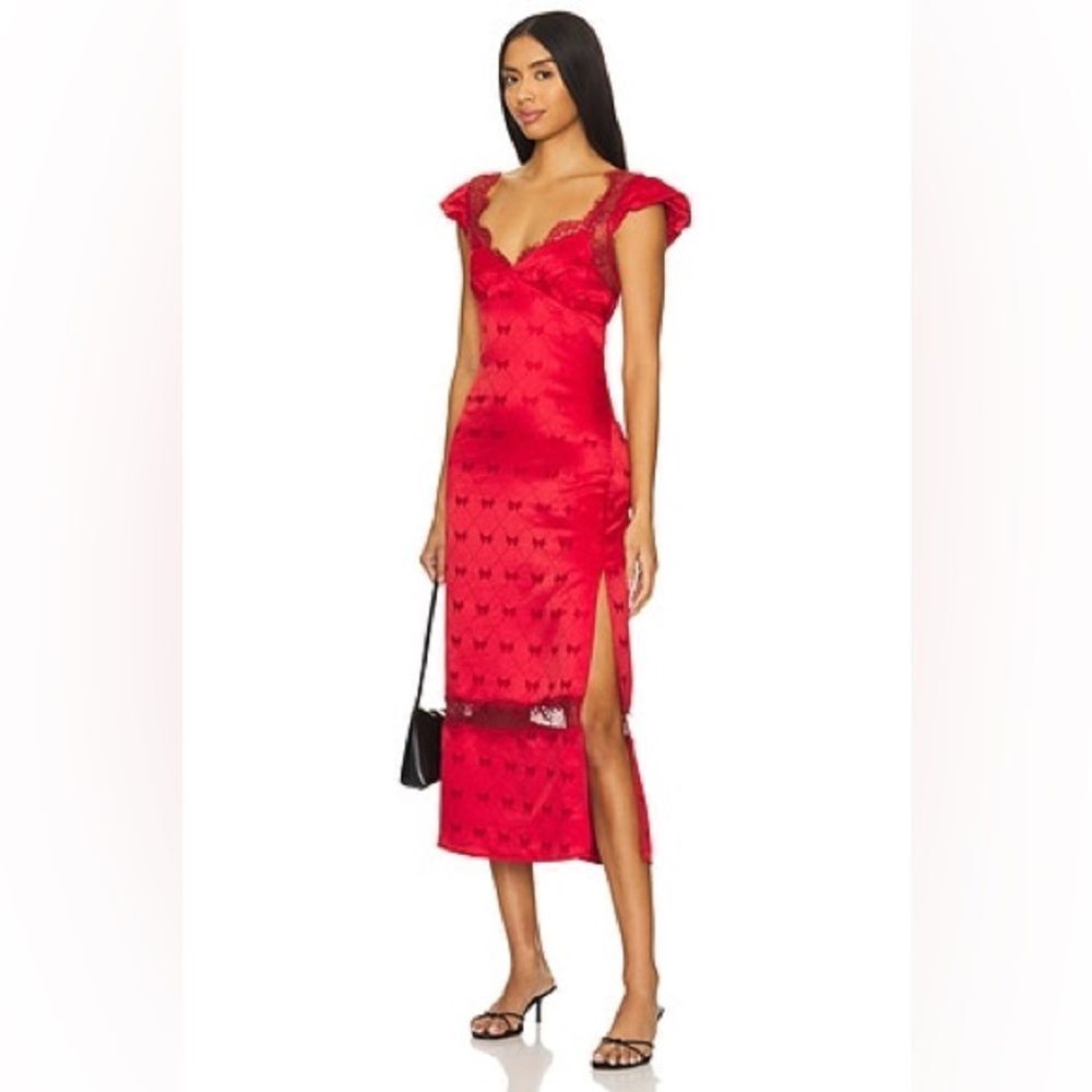 NWT Free People Foolish Heart Midi Dress in Red Dahlia Combo Size Large - Picture 3 of 5